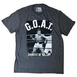 Muhammad Ali T-Shirt Grey Cotton G.O.A.T. Greatest Of All Time Boxing New Size L